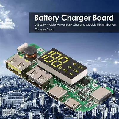 LED Dual USB 5V 2.4A Micro/Type-C USB Mobile Power Bank 18650 Charging Module • £3.35