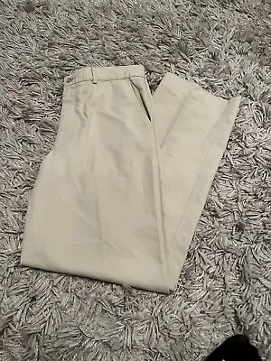 FARAH WEEKEND 34R Men's Smart Casual Golf Beige Trousers Pants W 34 L 33 Retro • £7.99