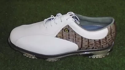 New In Box Footjoy Dryjoys Men's Golf Shoes White / Croc Saddle 9 Medium 53643 • $129.99