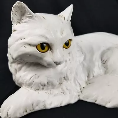 Vintage Cat Figure Homco White Persian Statue Doorstop 1147 Signed Large 13 In • $35.30