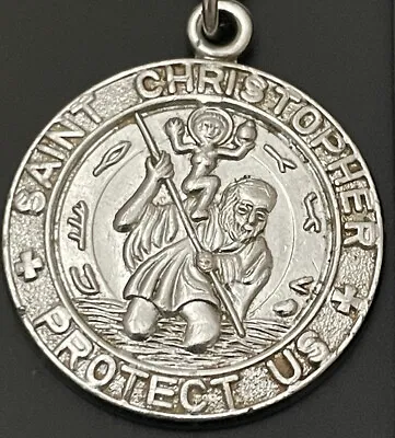 Vintage Catholic St Christopher Silver Tone Religious Medal On Ring • $9.99