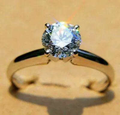 £86 • Buy 1 CT Round Cut Diamond Solitaire Wedding Engagement Ring 14k White Gold Finish