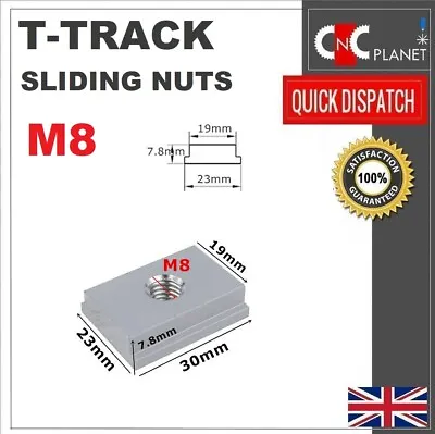 M8 T Nut Track Slider Sliding Nut For Woodworking Tool Jigs Screw Slot Aluminium • £2.95