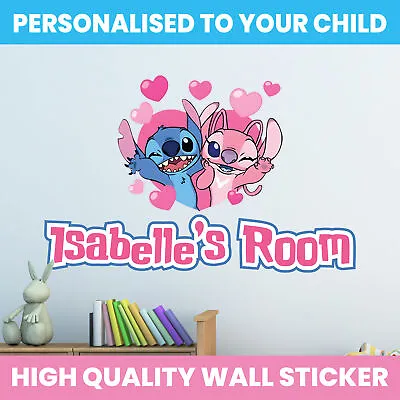 Stitch Wall Sticker Any Name Decal Lilo & Stitch Decor Kids Bedroom Decoration • £8.99