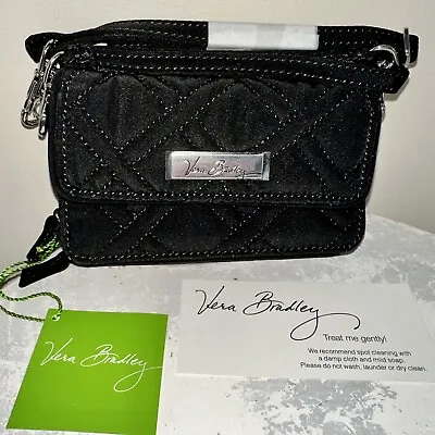 VERA BRADLEY Mini All In One Crossbody CLASSIC BLACK MICROFIBER NWT #13114-081 • $32.95