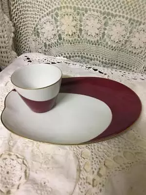 Retro Vintage 1950s NORITAKE Red & White Harlequin Cup And Saucer Tennis Set • $15