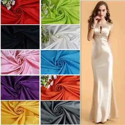 £0.99 • Buy Charmeuse Silky Satin Fabric Soft Dress Lining Drape Décor Material 44  112cm