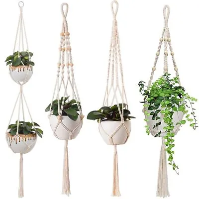 3 Pack Macrame Plant Hanger Flower Pot Holder Hanging Jute Rope Wall Art Garden • £5.99