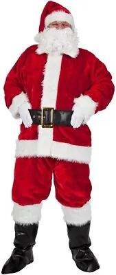 LUXURY SANTA SUIT Men's Claus Costume Father Christmas Fancy Dress Outfit Adult • £10.99