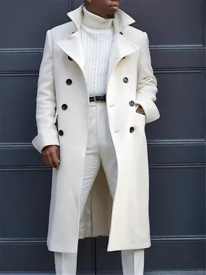 Men Trench Coat Long Jacket Outwear Formal Office Work Casual Overcoat 5XL • $52.99
