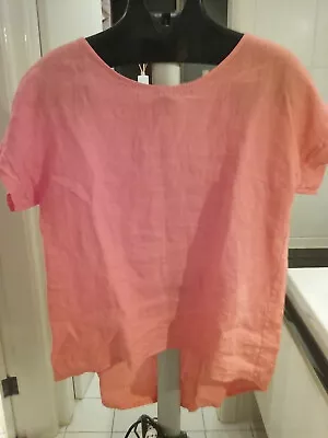 TERZO MILLENNIO 100% Linen Pesca Peach A Line Top M Made Italy BNWT • $45