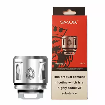 SMOK® V8 BABY Q4 COILS 0.4 Ohm QUADRUPLE | Authentic | UK STOCK • £8.75