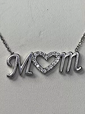 Araiya Diamond Mom Heart Necklace TR Sterling Silver 925 Accent Tested 16.5” • $99.99