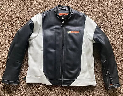 Leather Motorcross THOR Jacket Black And White • $150