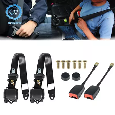 Pair Adjustable Retractable 3 Point Auto Car Seat Belt Lap Universal Seat Belt • $22.29