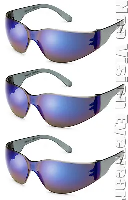 3 Pair/Pack Gateway Starlite SMALL Blue Mirror Safety Glasses Sunglasses Z87+ • $11.29