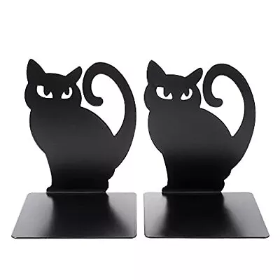  1 Pair BookendsBook Ends Book Ends For Shelves Heavy Duty Metal Black Cat • $18.57