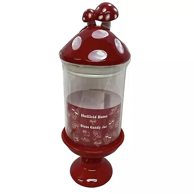 Glass Ceramic Red Mushroom Candy Jar Spring Garden Cookie Jar • $46.87