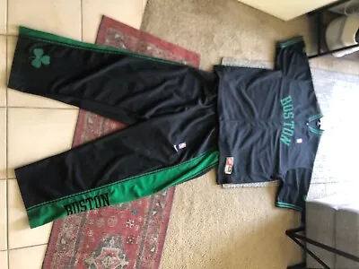 Boston Celtics Nike Team Black Green Warmup Jacket Jersey Snap Short Sleeve 3XL • $80