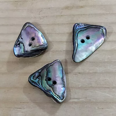 Lot 3 Thick Chunky Abalone Shell Buttons Unique Iridescent Blue Purple (MoP) • $7.50