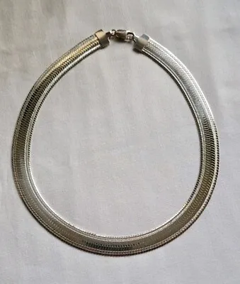 Milor Made In Italy 925 Sterling Silver Wide Flat Curved Necklace 17  • $32.99