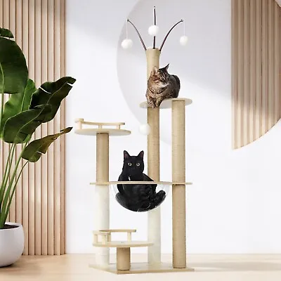 Alopet Cat Tree Tower Scratching Post Scratcher Cats Condo House Bed Wood 132cm • $76.42