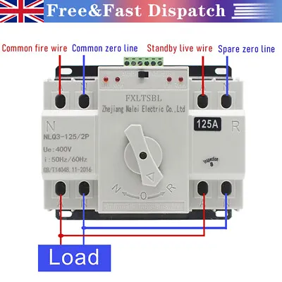 £56.89 • Buy ATS Dual Power Automatic Transfer Switch 125A 2 Way Generator Circuit Breaker 