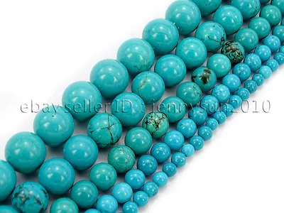 $3 • Buy Stabilized Turquoise Gemstone Round Beads 16'' 2mm 3mm 4mm 6mm 8mm 10mm 12mm
