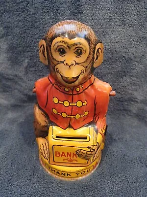 Vintage Lithograph J. CHEIN Tin Monkey Bank Missing Hat Arm Stopper Restoration • $19.99