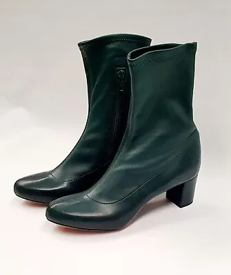 £85 • Buy Chloe Ankle Boots Soft Leather 5 Cm Heel Racing Green EU 38