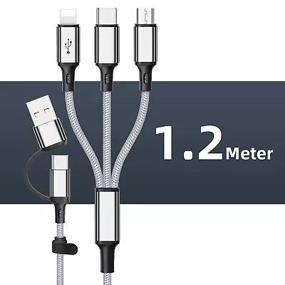 3 In1 Charging Cable Multi Usb Port Multiple Usb Charging Cord Type C Micro Char • $8.88