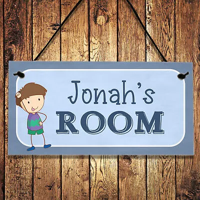 Personalised Name Door Plaque Blue Baby Boy Son Kid Bedroom Room Sign Home Decor • £3.99