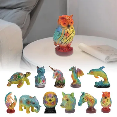 Retro Stained Glass Animal Table LampCreative Animal Stained Glass Night Light • £15.56