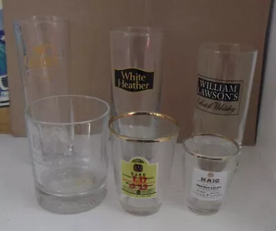 6 Different Whisky Glasses Bellsgrantsj&b Haig lawsonswhite Heather • £4.49