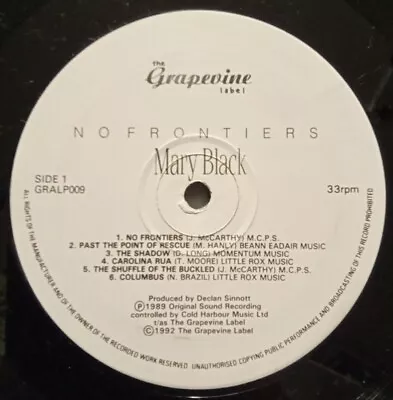 Mary Black No Frontiers - Rare 1992 Grapevine 12  Vinyl Lp • $6.30