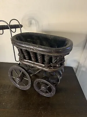 VTG Antique Victorian Baby Doll Carriage Stroller Buggy Wicker Steel Not Shade • $10