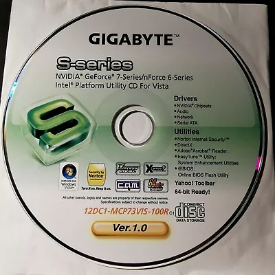 Gigabyte Nvidia Geforce 7 / Nforce 6 Series Motheboard Vista Driver Utility CD   • $7.99