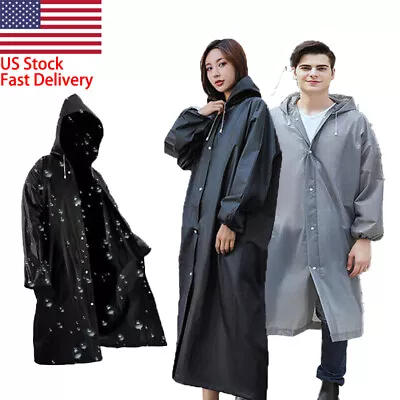 Unisex Adult Waterproof Raincoat Rain Coat Hooded Jacket Poncho Rainwear Camping • $6.64