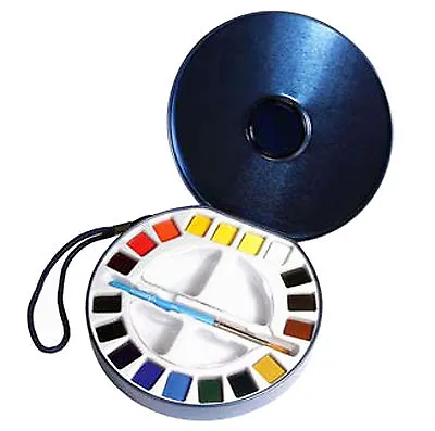 £16.49 • Buy Daler Rowney Aquafine Watercolour Paints 18 Half Pan Colours Round Travel Set 
