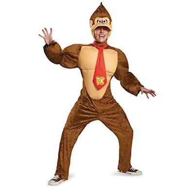 Donkey Kong Deluxe Adult Costume DK Gorilla Video Game Face Cosplay Gamer Super • $85.49