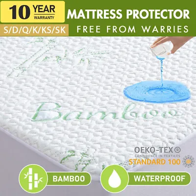 $28.02 • Buy Bed Bamboo Mattress Protector Matress Waterproof Cover Single King Queen Double
