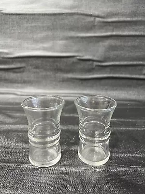 Vintage Beverage Glasses Lot Of 2 Ribbed Middle Clear Glass • $18