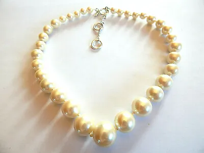 Vintage Signed Monet Graduated White Faux Pearl Necklace 16 + With Extender • $18.99