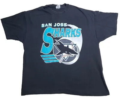 Vintage Hanes 1993 San Jose Sharks NHL  90s T Shirt Sz 2XL • $29.99