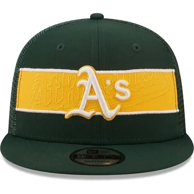 Men's New Era 9Fifty MLB Oakland Athletics Green/Yellow Trucker Snapback • $29.95