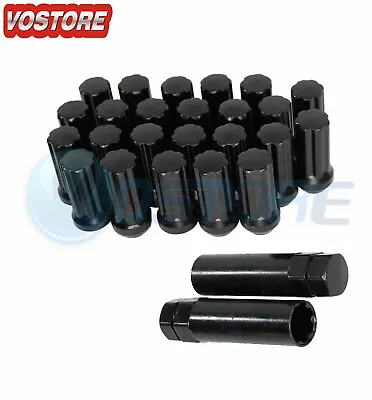 24pc 14x1.5 Black Wheel Lug Nuts W/ Two Keys For Silverado Sierra Yukon XL 1500 • $26.50