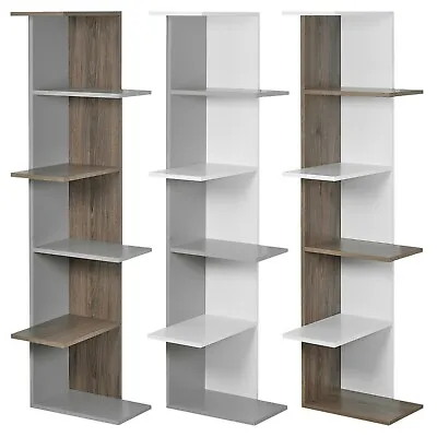 Wooden Modern Corner Bookcase Shelves Living Room Storage Free Standing Display • £34.99