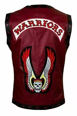 Men Real Leather Warrior Vest The Warriors Movie Motorcycle Rider Costume Jacket • $89.99