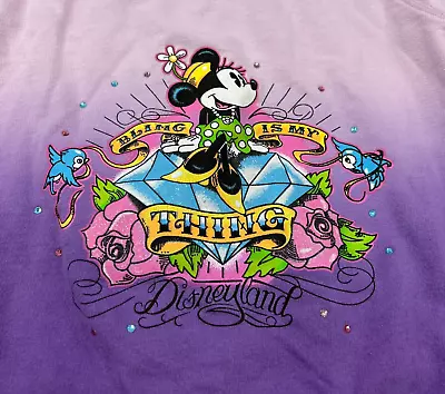 £5.62 • Buy Disneyland Ombre Purple Minnie Mouse Bling Is My Thing Full Zip Hoodie Girl's L