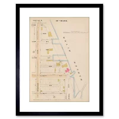 Map Antique 1890 Robinson Manhattan 138Th Street Harlem Framed Print 9x7 Inch • £15.99